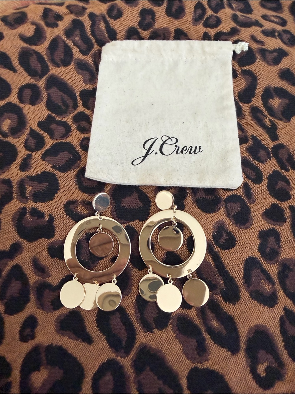 J. Crew Gold Circular Dangle Earrings on Stand